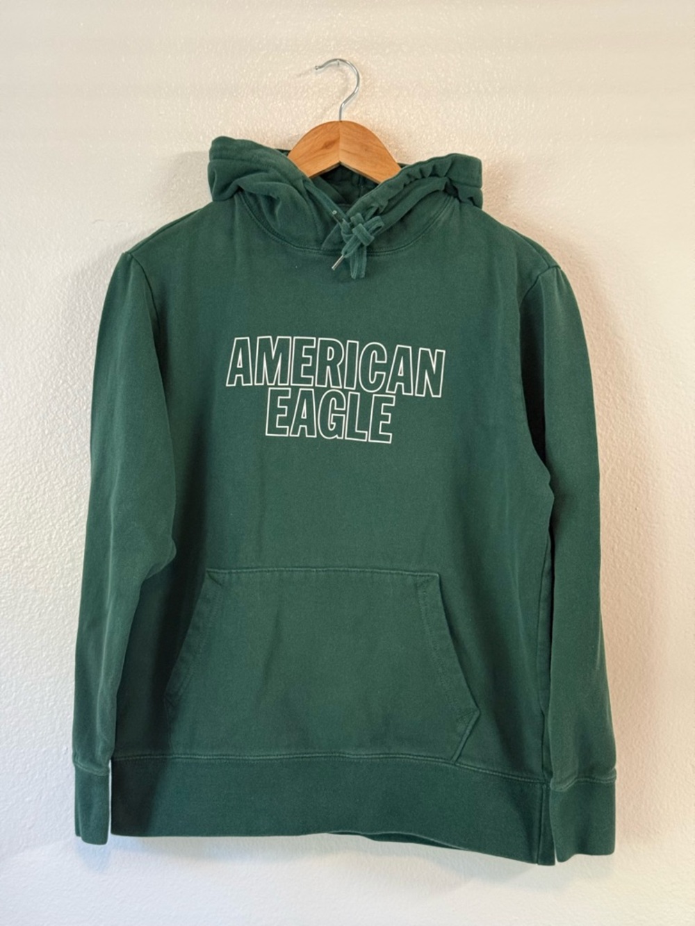 American Eagle Logo Hoodie Forest Green Size M Americana Oversized Cozy